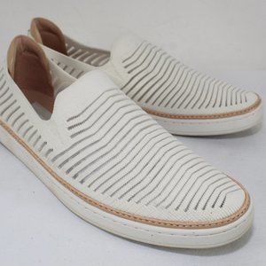 UGG Women's White Knit Slip-On Loafers with Tan Trim